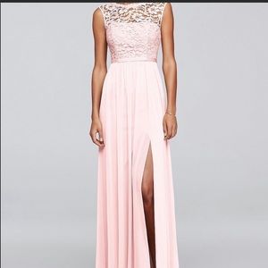 David’s Bridal full length bridesmaid dress, Petal